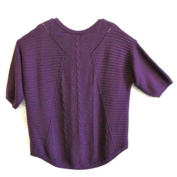 Torrid V Neck Sweater Tunic Metallic Purple Cable 3D Knit WooL Blend 4X - Picture 4 of 11
